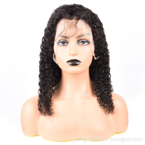 Factory Wholesale 1b# Curly Wave Wig 4x4 Lace Closure Human Hair Wigs for Black Women